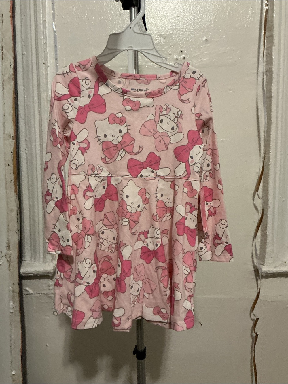 Sanrio Hello Kitty Pink Bow Long Sleeve Dress Top